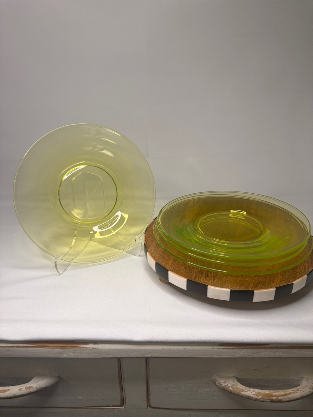 Set of (4) Tiffin Glass Yellow Uranium Glass